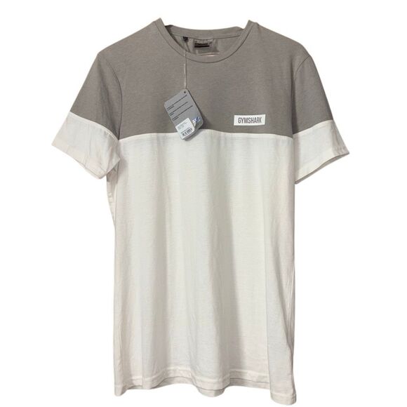 Gymshark color block T-shirt chalk white size large - Picture 1 of 11